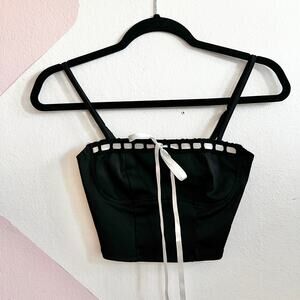 Black Lace Trim Tank Top, Goth Whimsigoth Grunge Indie Sleaze Coquette XS